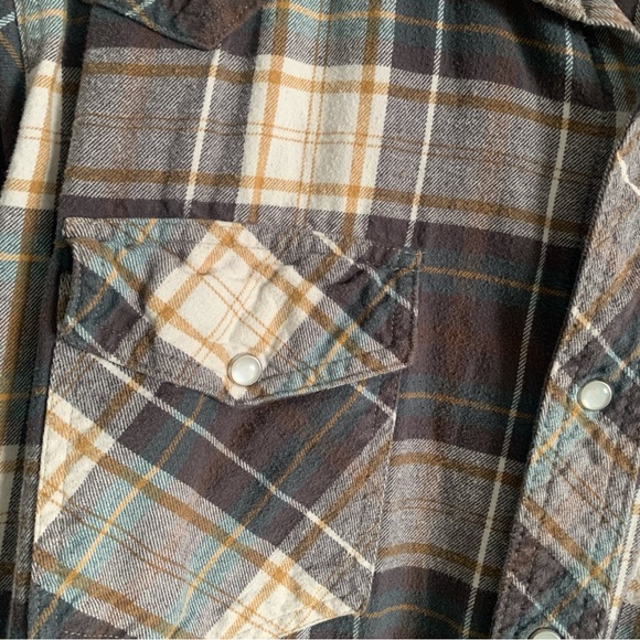 Flannel plaid men’s size L long sleeve snap shirt western grunge cabin core - Picture 4 of 4